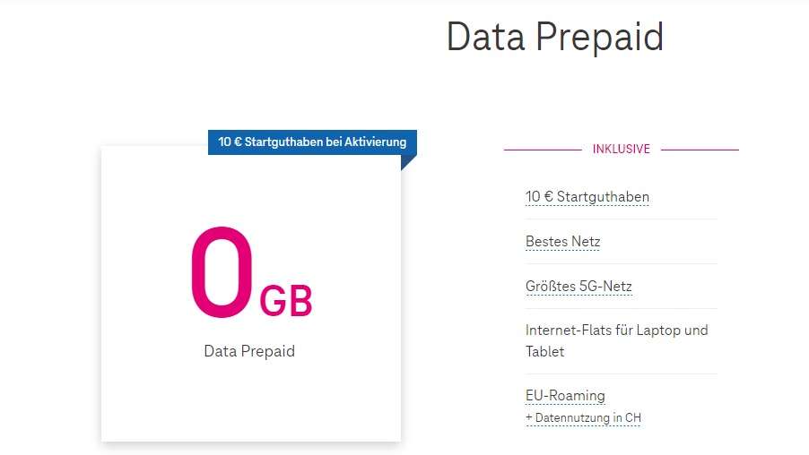 Telekom Prepaid Datentarife (Grundtarif)